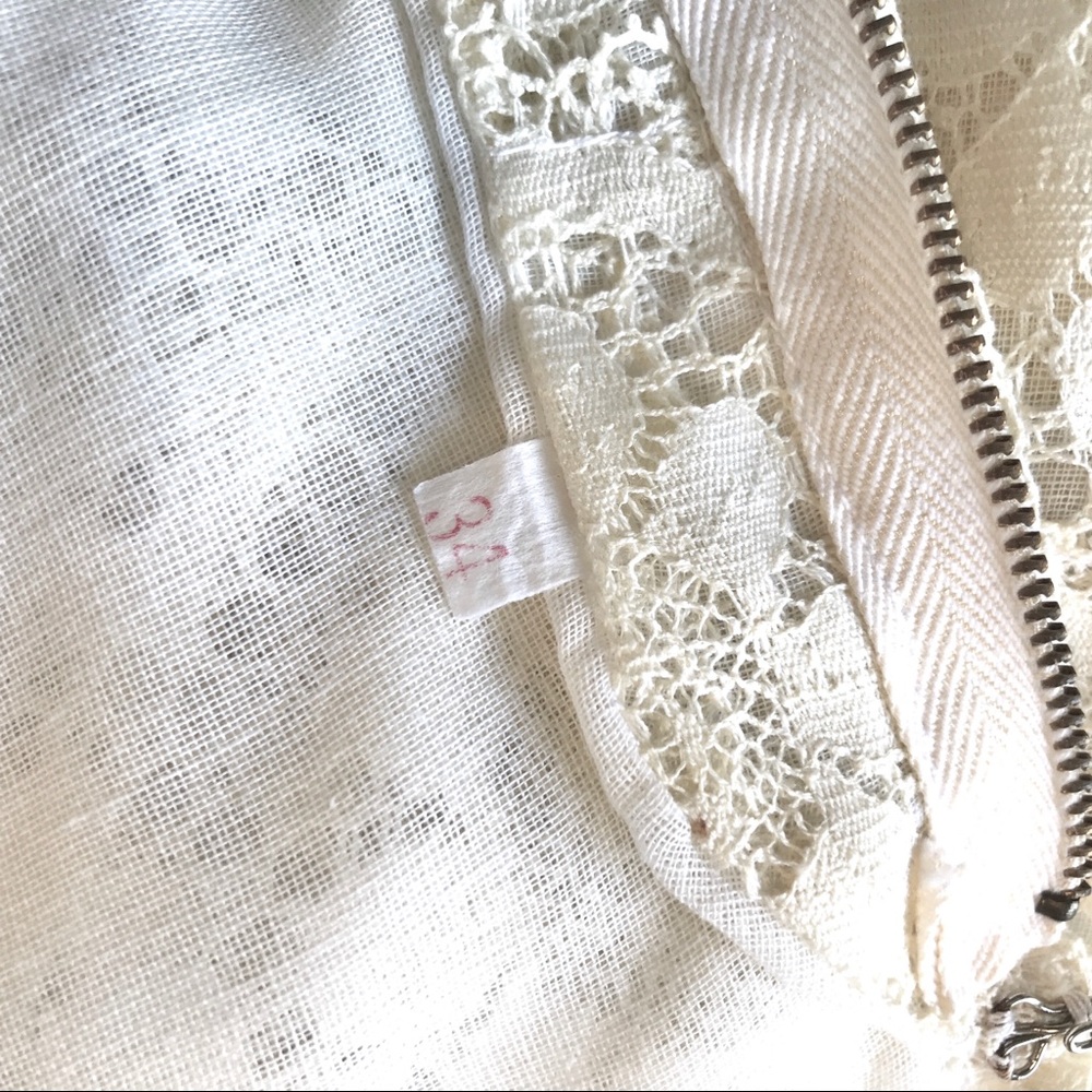 70s Vintage S/M Boho Floral Lace Midi Dress Cream - Picture 11 of 13